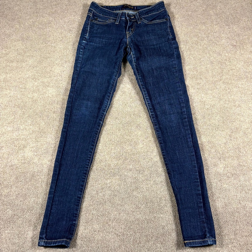 Levi's 524 Too Super Low Jeans Women 0 Blue Denim Dark Wash Skinny Leg Americana